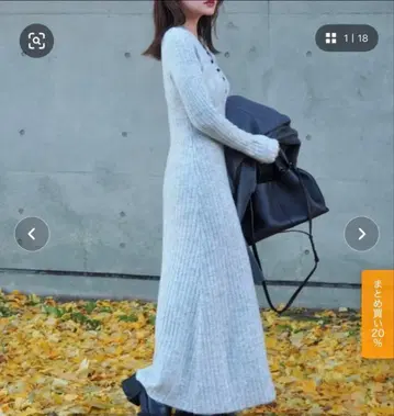 [ 택 포함 새상품 ] LAULEN 헨리넥 롱 리브 원피스 니트