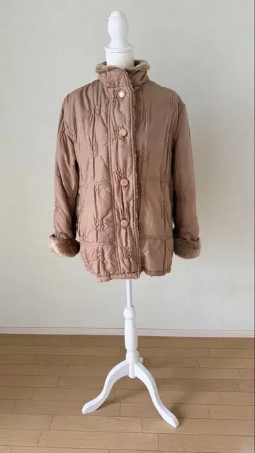 인조 모피 옷깃 자켓 핑크 베이지