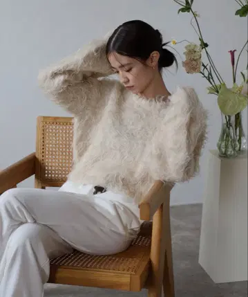 [ 새상품 미사용 ] 테디베어 샤기 크롭 풀오버