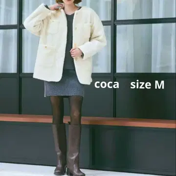 [ coca ] 푸들 보아 금장 버튼 노카라 코트 자켓