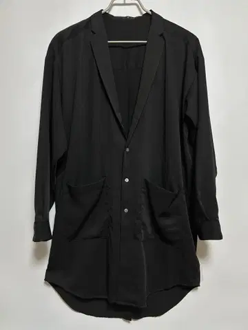 NO ID. 노아이디 드롭 숄더 셔츠 코트 블랙 롱 기장