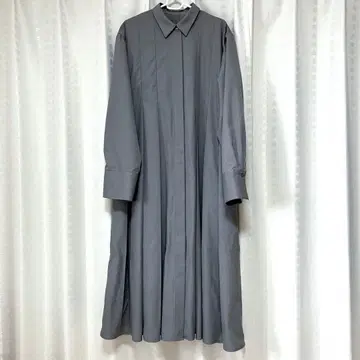 스타일믹서 와이드 플리츠 셔츠 원피스 그레이 M 밑단 기장 수선 마터니티
