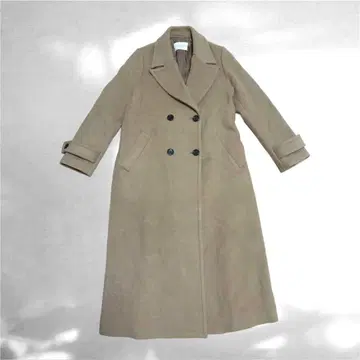 베이지 더블 브레스트 체스터 코트