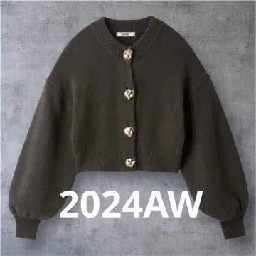 스나이델 snidel 버튼 플러피 니트 가디건 폭스 혼방 F