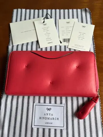 안야 힌드마치 천연 가죽 내퍼 가죽 장지갑 chubby 코랄 핑크