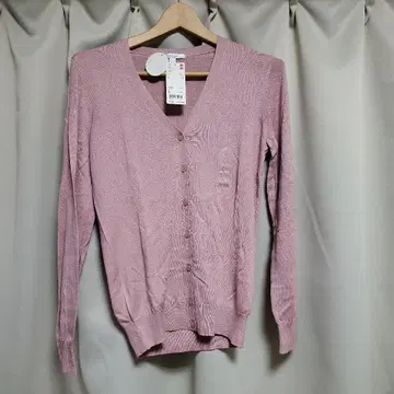 UNIQLO 실크코튼 V넥 가디건 L 핑크