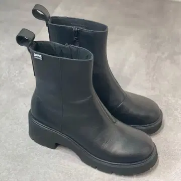 캠퍼 사이드 지퍼 부츠 고어텍스 통굽 블랙 천연 가죽 여성용