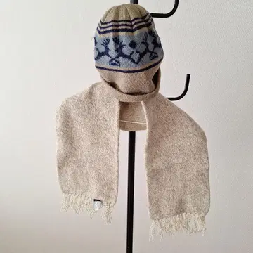 베이지 니트 모자 & 머플러 세트