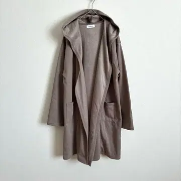 네이비 후드 부착 코트 가디건 속기모 깔끔 캐주얼