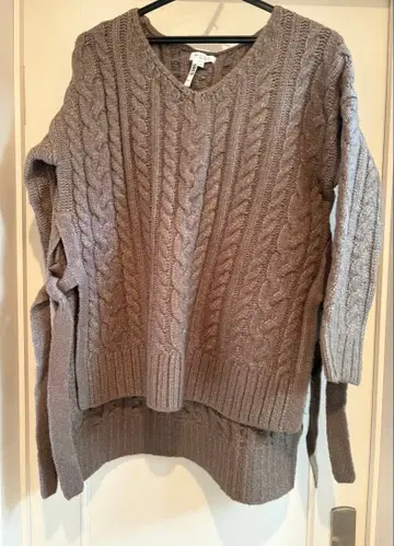 [두꺼운 원단] PLST 케이블 니트 브라운