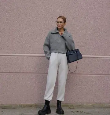 ELLIE 엘리 드라이버 니트 숏 기장 집업