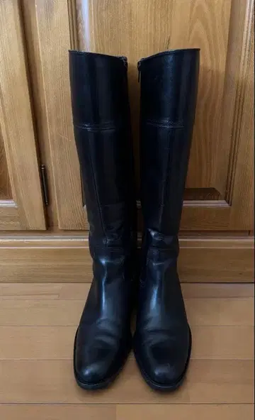 잉그 블랙 가죽 23cm 롱 부츠 천연 가죽