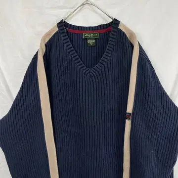 00s y2k 에디 바우어 eddie bauer V넥 리브 니트