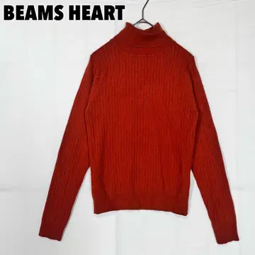 BEAMS HEART 빔즈 터틀넥 리브 니트
