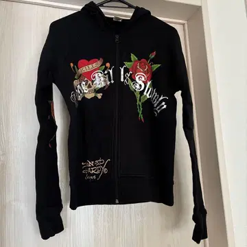 새상품급 에드하디 속기모 후드티 블랙 Y2K