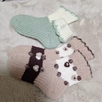 귀여운 털실 삭스 2켤레 세트