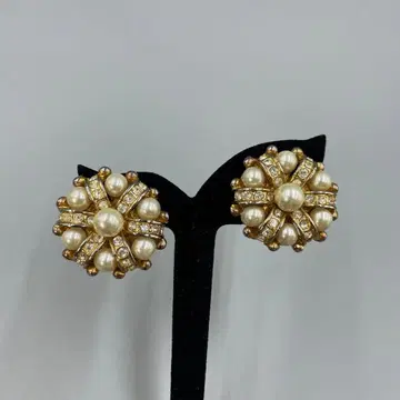 23 빈티지 펄과 크리스탈의 꽃 모양 귀찌