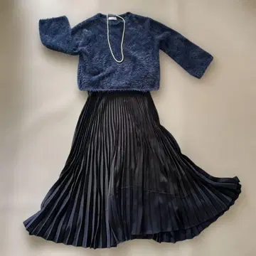 BEAUTY & YOUTH 유나이티드 애로우즈 퍼 스웨터 네이비 블루