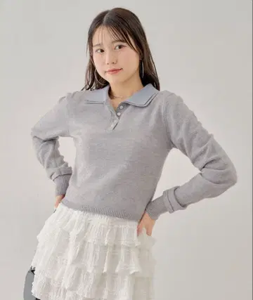 chico 레이어드 카라 부착 니트 폴로