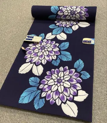 미재단 유카타 옷감 달리아 보라색 다크 네이비 본염