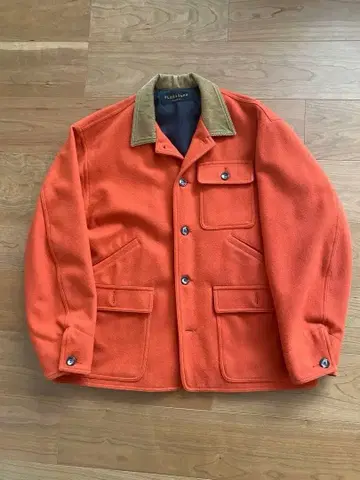 flagstuff 오렌지 울 코트 코듀로이 옷깃