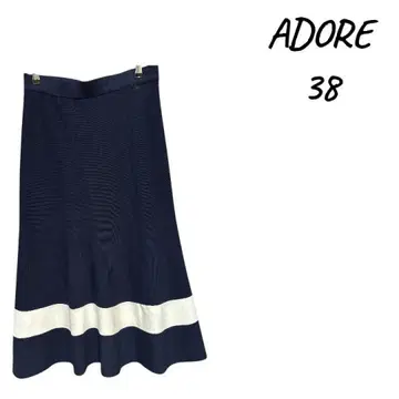 ADORE 네이비 화이트 플레어 스커트 38