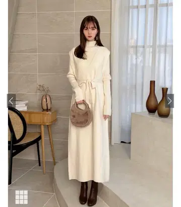 바로 입고 싶은 분들을 위한 리본 벨트 하이넥 상의 V넥 원피스