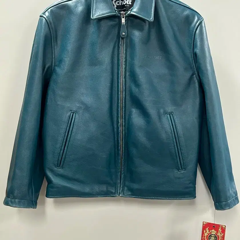 25FW Supreme x Schott Leather Racer Jacket Teal | Bunjang Global