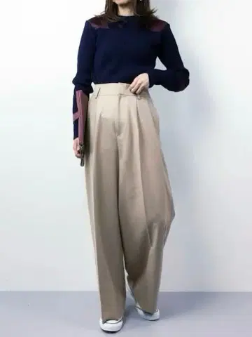 SACRA 울 레이온 와이드 팬츠 라이트 그레이