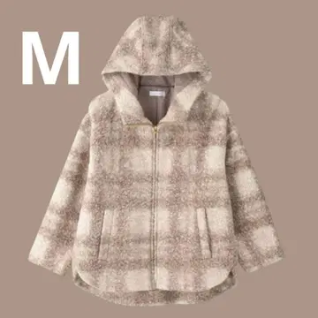 시마무라 tal. by yumi. 아이보리 체크 후드 자켓 M