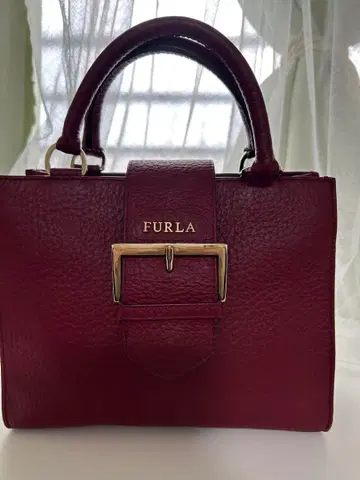 FURLA 버건디 가죽 핸드백