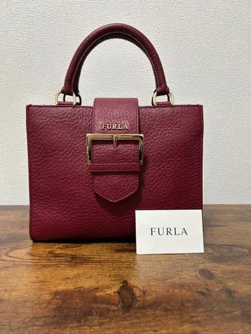 FURLA 버건디 가죽 핸드백