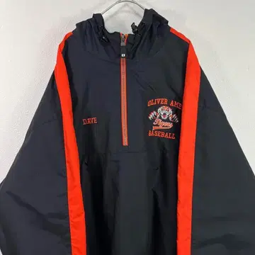 데드스탁 00s tiger 자수 하프 지퍼 아노락 후드티