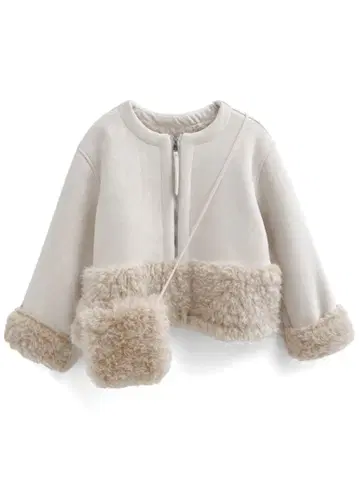 [미사용 새상품] GRL/그레일 미니 숄더 포함 노카라 퍼 자켓