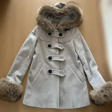 라이트 그레이 더플 코트 퍼 포함