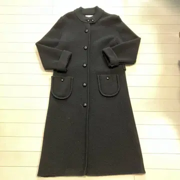 만나 Manna 블랙 롱 코트 버튼 포함