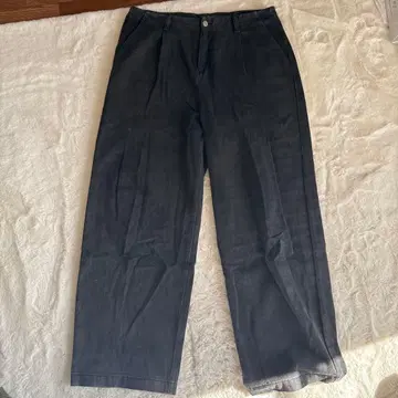 Fuv 블랙 데님 와이드 레그 팬츠