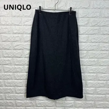 3117 유니클로 타이트 스커트 롱 M 다크 그레이 면 혼방 따뜻한