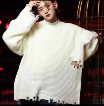 y2k 데미지 크루넥 니트 G.O.C