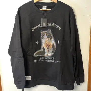 Good night 5tore 맨투맨 트레이닝복 고양이 프린트 블랙