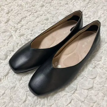 미사용 스퀘어토 펌프스 3L 블랙 플랫 로우힐 빅 사이즈