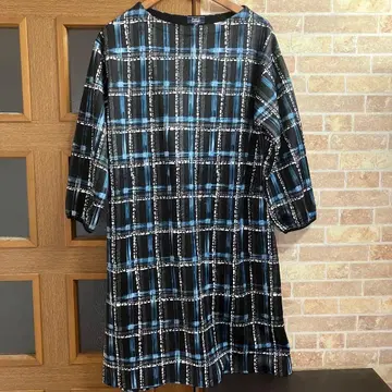 파트 2 준코 시마다 긴팔 체크 무늬 원피스 튜닉