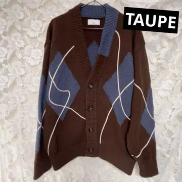 새상품급 TAUPE 토프 스트레인 아가일 가디건 브라운