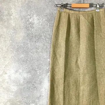 이타리야 타이트 스커트 롱 기장 카키 백 프린트 호랑이 비즈 린넨