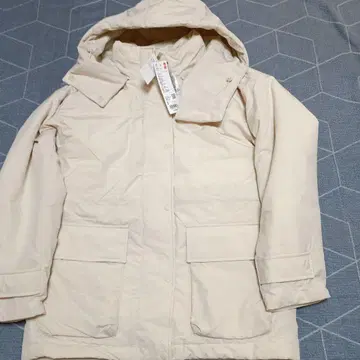 미사용 UNIQLO 하이브리드 다운 코트 S 30 Natural