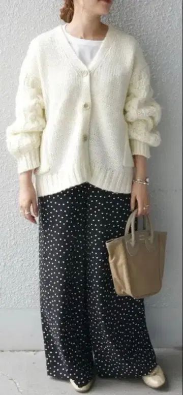 SHIPS any 워셔블 도트 이지 세미 와이드 팬츠