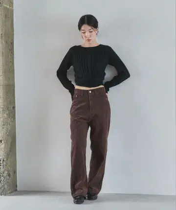 feepur 시착만 한 상품 브라운 코듀로이 스트레이트 팬츠 medium