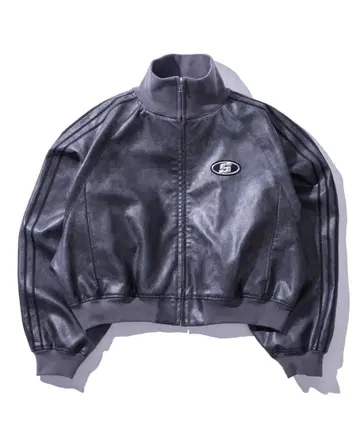 [SLOPPY] S 로고 빈티지 스타일 가죽 트랙 자켓