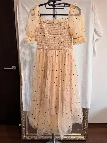 N.FRAME 꽃무늬 자수 튤 원피스