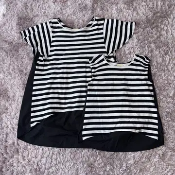 A CAN B 블랙 화이트 스트라이프 T셔츠 모자 페어